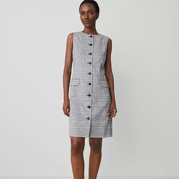 The Button Shift Dress in Plaid - Picture 3 of 5